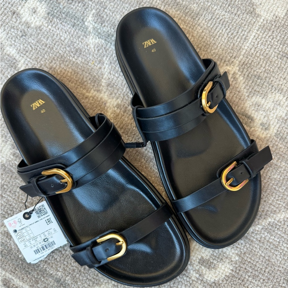 Zara flat buckle sandals